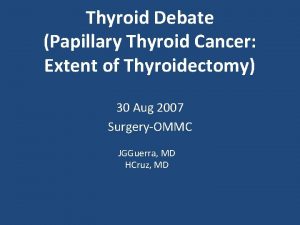 Thyroid Debate Papillary Thyroid Cancer Extent of Thyroidectomy