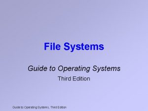 File Systems Guide to Operating Systems Third Edition