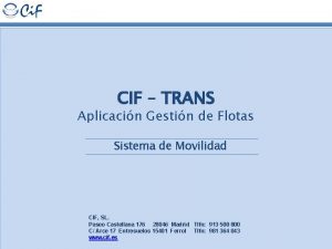 CIF TRANS Aplicacin Gestin de Flotas Sistema de