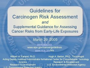 Guidelines for Carcinogen Risk Assessment and Supplemental Guidance