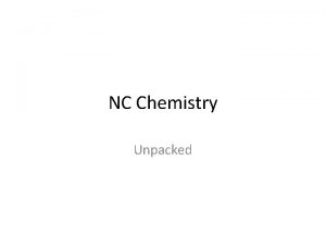 NC Chemistry Unpacked Chm 1 1 Analyze the