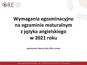 Wymagania egzaminacyjne na egzaminie maturalnym z jzyka angielskiego