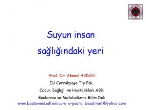 Suyun insan salndaki yeri Prof Dr Ahmet AYDIN