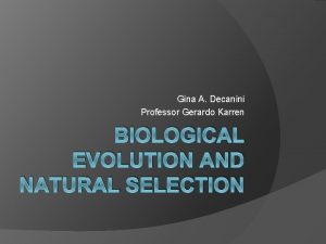 Gina A Decanini Professor Gerardo Karren BIOLOGICAL EVOLUTION
