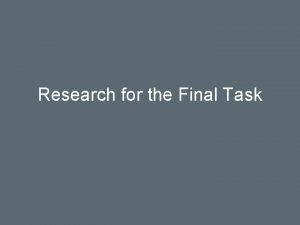 Research for the Final Task Questionnaire Audience Analysis