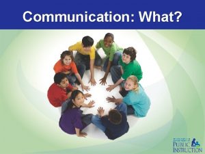 Communication What Session Objectives Understand the importance of