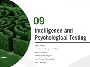 Key Concepts Evolution of Intelligence Testing Basic Questions