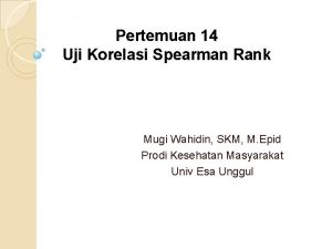 Pertemuan 14 Uji Korelasi Spearman Rank Mugi Wahidin