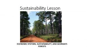 Sustainability Lesson ECONOMIC SYSTEMS SUSTAINABILITY AND GEORGIAS FORESTS