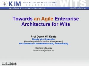 Towards an Agile Enterprise Architecture for Wits Prof