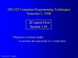 240 222 Computer Programming Techniques Semester 1 1998