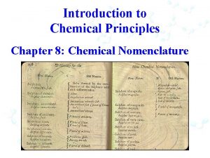 Introduction to Chemical Principles Chapter 8 Chemical Nomenclature