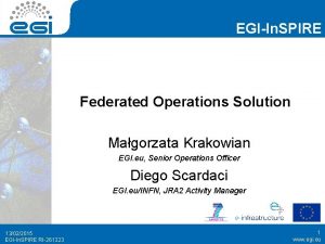 EGIIn SPIRE Federated Operations Solution Magorzata Krakowian EGI