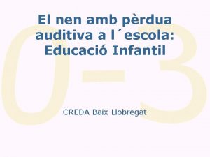 El nen amb prdua auditiva a lescola Educaci