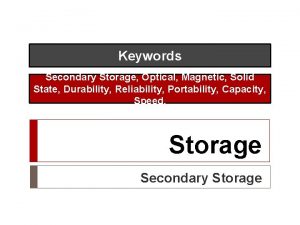 Keywords Secondary Storage Optical Magnetic Solid State Durability