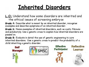 Inherited Disorders L O Understand how some disorders