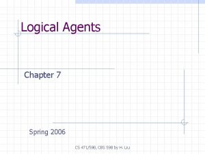 Logical Agents Chapter 7 Spring 2006 CS 471598