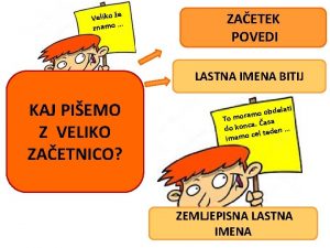 Veliko e znamo ZAETEK POVEDI LASTNA IMENA BITIJ