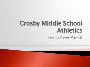 Crosby Middle School Athletics ParentPlayer Manual Required Paperwork