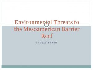 Environmental Threats to the Mesoamerican Barrier Reef BY