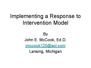 Implementing a Response to Intervention Model By John