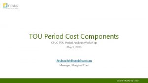 TOU Period Cost Components CPUC TOU Period Analysis