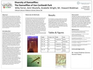 Diversity of Damselflies The Damselflies of Van Cortlandt