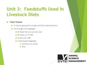 Unit 3 Feedstuffs Used in Livestock Diets Feed