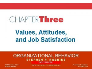 Chapter 3 Values Attitudes and Job Satisfaction ORGANIZATIONAL