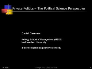 Private Politics The Political Science Perspective Daniel Diermeier