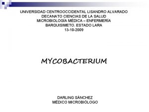 UNIVERSIDAD CENTROOCCIDENTAL LISANDRO ALVARADO DECANATO CIENCIAS DE LA