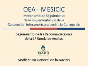OEA MESICIC Mecanismo de Seguimiento de la Implementacin