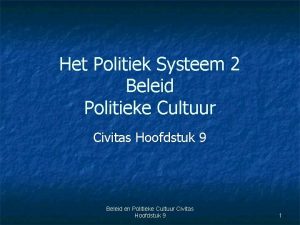 Het Politiek Systeem 2 Beleid Politieke Cultuur Civitas