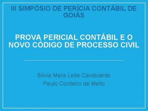 III SIMPSIO DE PERCIA CONTBIL DE GOIS PROVA