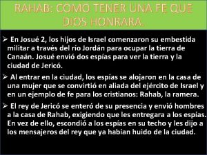 RAHAB COMO TENER UNA FE QUE DIOS HONRARA