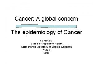 Cancer A global concern The epidemiology of Cancer