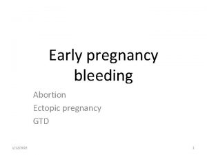 Early pregnancy bleeding Abortion Ectopic pregnancy GTD 1122022