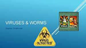 VIRUSES WORMS Stephen Oldakowski VIRUSES Viruses are typically