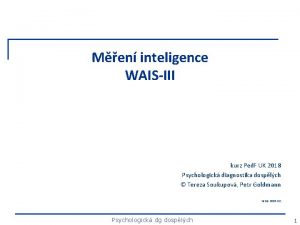 Men inteligence WAISIII kurz Ped F UK 2018