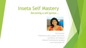 Inseta Self Mastery Becoming a self genius Tilly