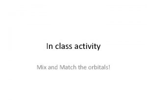 In class activity Mix and Match the orbitals