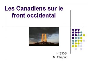 Les Canadiens sur le front occidental HIS 30