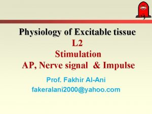 Physiology of Excitable tissue L 2 Stimulation AP