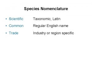 Species Nomenclature Scientific Taxonomic Latin Common Regular English