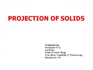 PROJECTION OF SOLIDS Presented By Hareesha N G