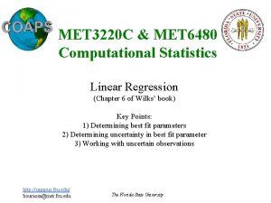 MET 3220 C MET 6480 Computational Statistics Linear