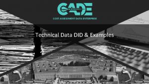 COST ASSESSMENT DATA ENTERPRISE Technical Data DID Examples