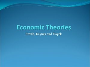 Economic Theories Smith Keynes and Hayek Adam Smith