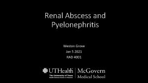 Renal Abscess and Pyelonephritis Weston Grove Jan 5