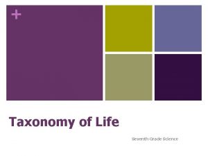 Taxonomy of Life Seventh Grade Science Taxonomy of